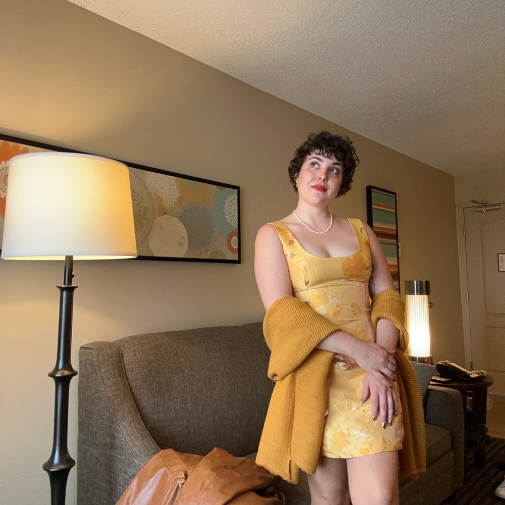 Lulus Yellow Floral Mini Dress